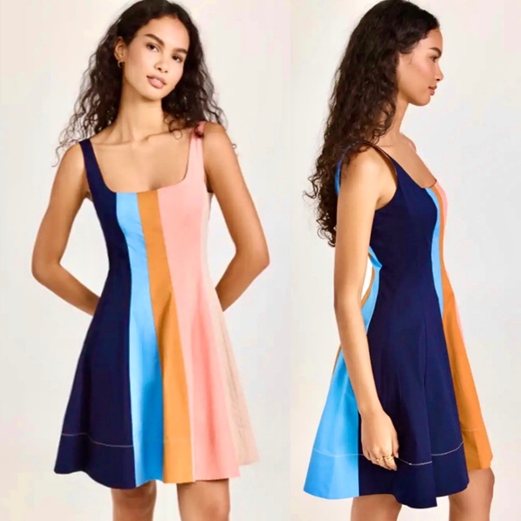 🌺🎉HP🎉🌺 NWT Staud Wells Mini Dress Land And Sea - Picture 2 of 16